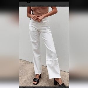 Princess Polly White Outcast Straight Leg Panel Size 6